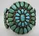 Early Old Pawn Zuni Turquoise Sterling Cluster Cuff Bracelet Signed Robert