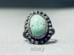 Early Old Vintage Navajo Green Turquoise Sterling Silver Ring