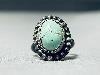 Early Old Vintage Navajo Green Turquoise Sterling Silver Ring