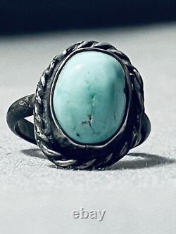 Early Old Vintage Navajo Turquoise Sterling Silver Native American Ring