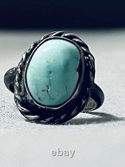 Early Old Vintage Navajo Turquoise Sterling Silver Native American Ring