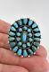 Early Old Zuni Sterling Silver Petit Point Turquoise Cluster Long Ring 1 5/8