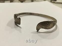 Early Original Hand Carved Tlingit Silver Bracelet Bill Wilson Hoonah Alaska