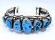 Early Orville Tsinnie Navajo Bisbee Turquoise Row Sterling Silver Cuff Bracelet