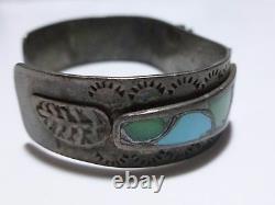 Early P. Yatsattie Zuni Sterling Silver Turquoise Watch Cuff Bracelet 7