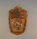 Early Plains Indian Beaded Beadwork Wall Pocket On Leather Floral Design