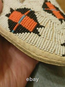 Early Plains Sioux Indian Native American Beaded Moccasins Beads Size 10