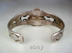 Early Pueblo / Navajo Handwrought Ingot Silver & Hi-dome Turquoise Bracelet