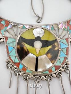 Early RARE Valentino Matilda Banteah Zuni Sterling Silver Eagle Collar Necklace