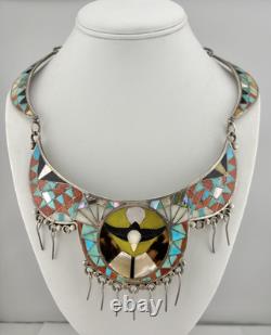 Early RARE Valentino Matilda Banteah Zuni Sterling Silver Eagle Collar Necklace