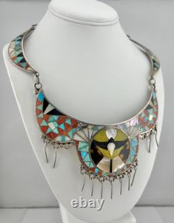 Early RARE Valentino Matilda Banteah Zuni Sterling Silver Eagle Collar Necklace