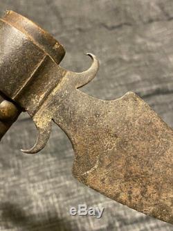 Early Rare Crow Indian Pipe Tomahawk Forged Spontoon Head Gun Barrel Bowl 1780