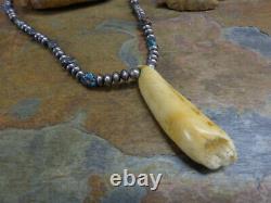 Early Rare Navajo Sterling Bisbee Turquoise Bench Bead Necklace Native Old Pawn