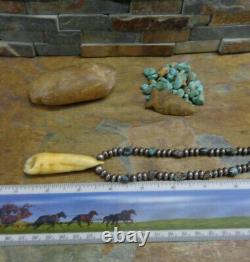 Early Rare Navajo Sterling Bisbee Turquoise Bench Bead Necklace Native Old Pawn