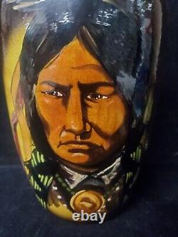 Early Rick Wisecarver Native American Chief Wihoa Ware Vase 12 (Ct1)