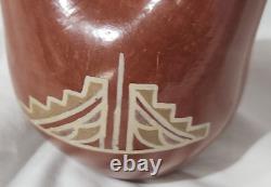 Early Santa Clara Polished Polychrome Redware Pottery Wedding Vase