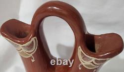 Early Santa Clara Polished Polychrome Redware Pottery Wedding Vase