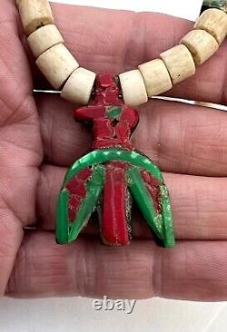 Early Santo Domingo Turquoise Thunderbird Heishi Bead Depression Necklace