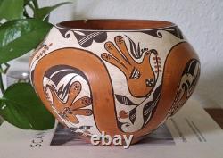Early Shyatesa White Dove Polychrome 5 Acoma Pueblo Pottery Bowl Olla 1984 Bird