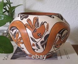 Early Shyatesa White Dove Polychrome 5 Acoma Pueblo Pottery Bowl Olla 1984 Bird
