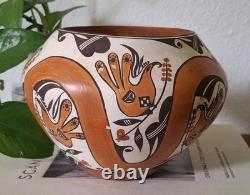 Early Shyatesa White Dove Polychrome 5 Acoma Pueblo Pottery Bowl Olla 1984 Bird