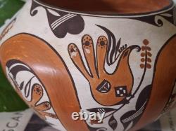 Early Shyatesa White Dove Polychrome 5 Acoma Pueblo Pottery Bowl Olla 1984 Bird