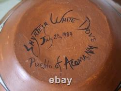 Early Shyatesa White Dove Polychrome 5 Acoma Pueblo Pottery Bowl Olla 1984 Bird
