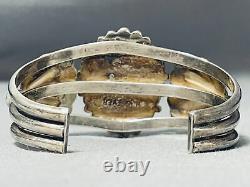 Early Signed Vintage Navajo #8 Turquoise Sterling Silver Bracelet