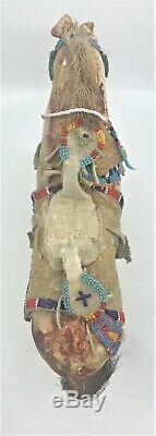 Early Sioux Native American Toy Handmade beaded Pony Horse Female Rider Doll
