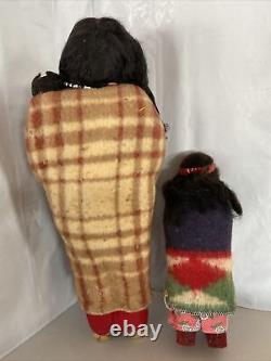 Early Skookum Indian Native American Doll 12With Papoose Blanket & 7 Doll
