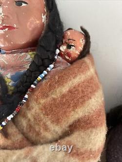 Early Skookum Indian Native American Doll 12With Papoose Blanket & 7 Doll