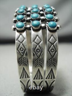 Early Snake Eyes Turquoise Vintage Zuni Sterling Silver Bracelet
