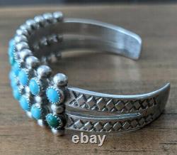 Early Snake Eyes Vintage Zuni Sterling Silver Turquoise Adjustable Bracelet