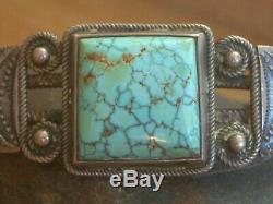 Early Southwest Indian Silver Spiderweb Turquoise Bracelet navajo ingot pawn Old