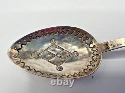 Early Sterling Hand Tooled Stamped Native Designs Fred Harvey Era Spoon