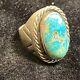 Early Sterling Silver Turquoise Ring Artist Signed Pc Size 9.5 Vintage