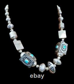 Early TOMMY SINGER Navajo Large Bead Tumbled Turquoise Necklace