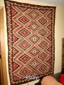 Early Teec Nos Pos Navajo Rug Native American Weaving Natural Brown Red Mesa