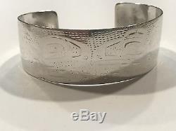 Early Tlingit Silver Cuff Bracelet 1890's to 1910 Alaska Eagle-Raven Primitive