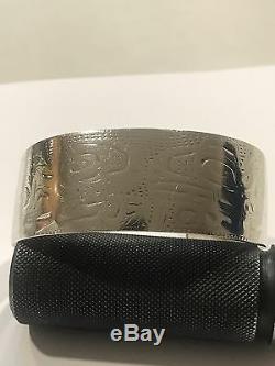 Early Tlingit Silver Cuff Bracelet 1890's to 1910 Alaska Eagle-Raven Primitive