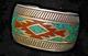 Early Tommy Singer Navajo Cuff Bracelet Silver Turquoise Coral Inlay