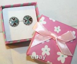 Early Tommy Singer Navajo Sterling Silver Turquoise Heart Earrings Signed S