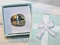 Early Tommy Singer Sterling Silver Turquoise Coral Chip Peyote Bird Ring Sz 6.5