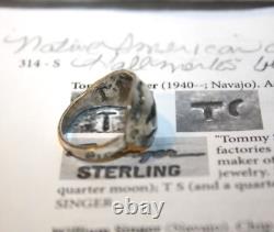 Early Tommy Singer Sterling Silver Turquoise Coral Chip Peyote Bird Ring Sz 6.5