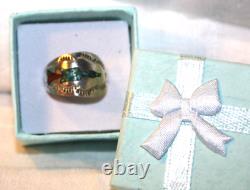 Early Tommy Singer Sterling Silver Turquoise Coral Chip Peyote Bird Ring Sz 6.5