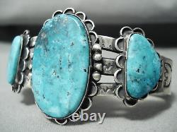 Early Top Shelf Vintage Navajo Turquoise Sterling Silver Bracelet