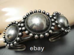 Early Triple Button Vintage Navajo 3 Sterling Silver Domes Bracelet