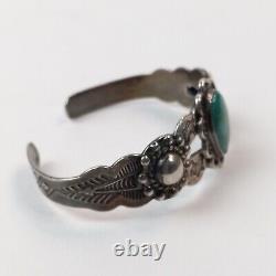 Early Turquoise Bracelet Fred Harvey Era Coin Silver IH Indian Handcrafts 6