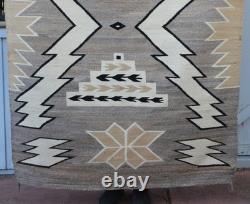 Early Two Gary Hills Lightning Storm Pattern Navajo Rug Handspun 65 x 49