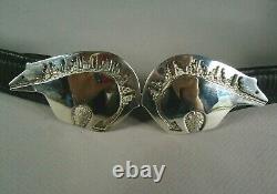 Early Unsigned NAVAJO TOMMY JACKSON Sterling Silver 10 Bears Concho Belt